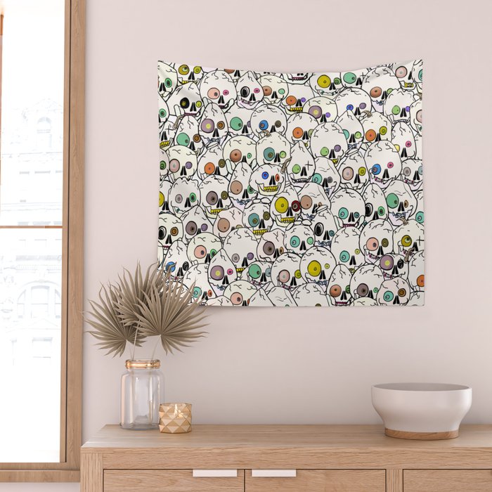 Cute Tiny Skulls Wall Tapestry Gallery Image 2