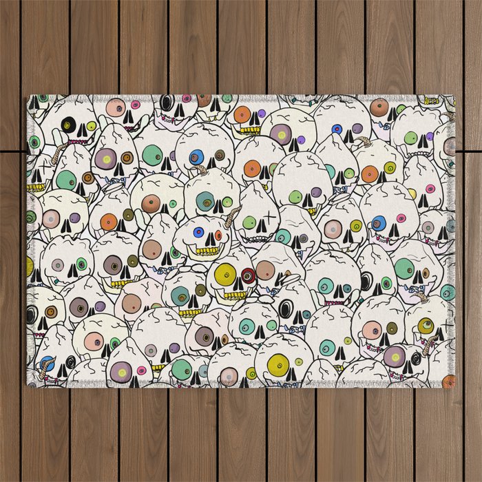 Cute Tiny Skulls Outdoor Rug Gallery Image 1