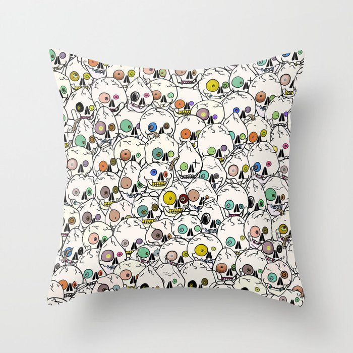 Cute Tiny Skulls Throw Pillow Gallery Image 6