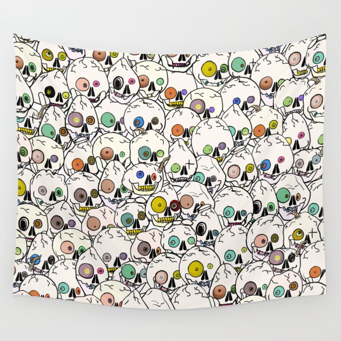 Cute Tiny Skulls Wall Tapestry Gallery Image 4