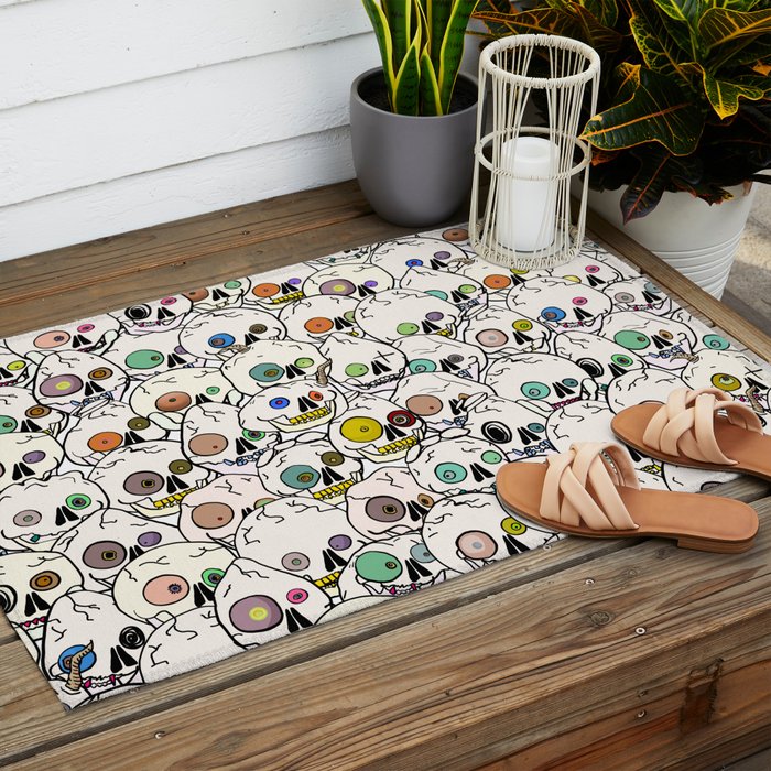 Cute Tiny Skulls Outdoor Rug Gallery Image 2