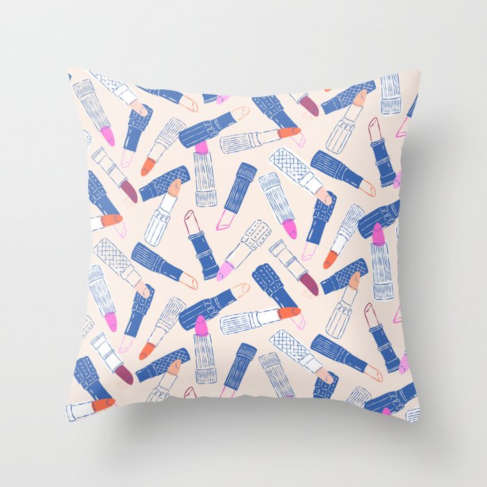 Lipstick Tubes Illustration Throw Pillow Gallery Image 1