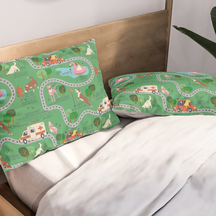 Fursics Cute Dog Park Physics Learning Pattern by Carrie Cantwell Educational STEM Playmat Design Pillow Sham Gallery Image 2