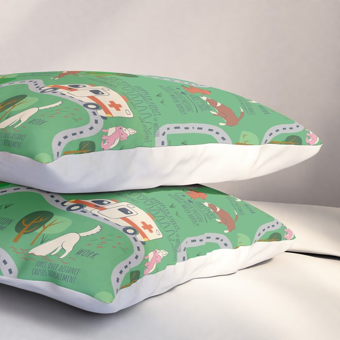 Fursics Cute Dog Park Physics Learning Pattern by Carrie Cantwell Educational STEM Playmat Design Pillow Sham Gallery Image 3