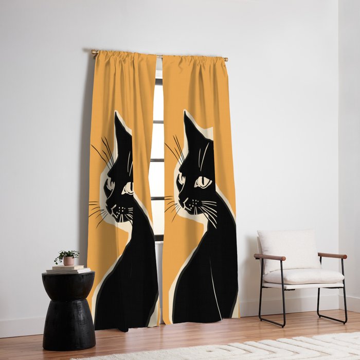 Minimalist Black Cat 3 Window Curtain Gallery Image 6