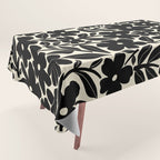 Black and White Retro Groovy Flowers  Tablecloth Gallery Image 1