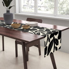 Black and White Retro Groovy Flowers  Table Runner Gallery Image 2