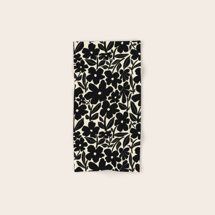 Black and White Retro Groovy Flowers  Bath Towel Gallery Image 1