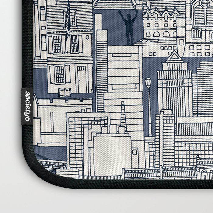 Philadelphia toile blue indigo Laptop Sleeve Gallery Image 3