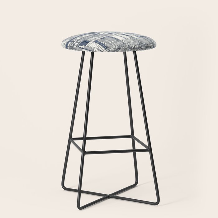 Philadelphia toile blue indigo Stool Gallery Image 1