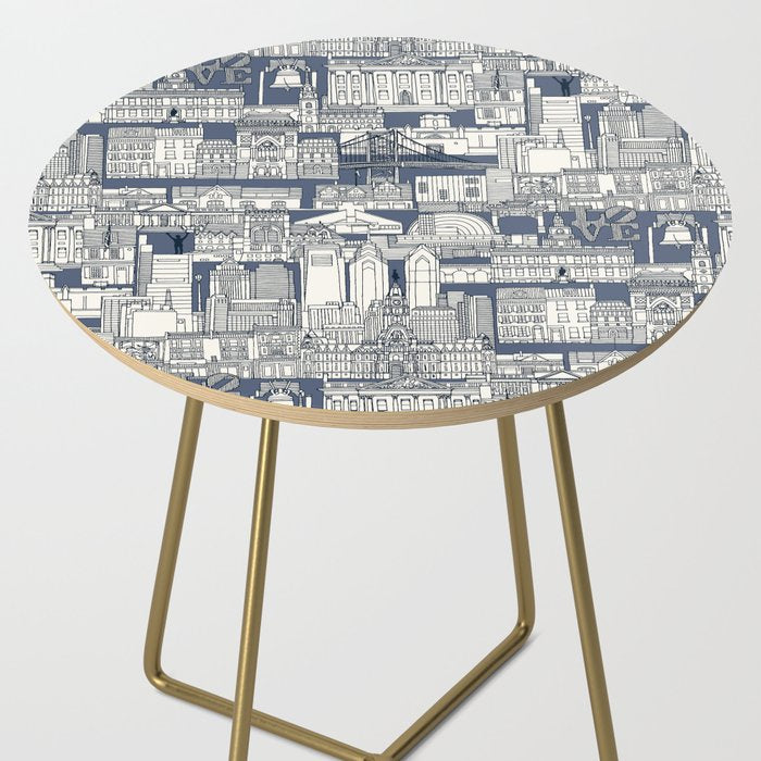 Philadelphia toile blue indigo Side Table Gallery Image 2