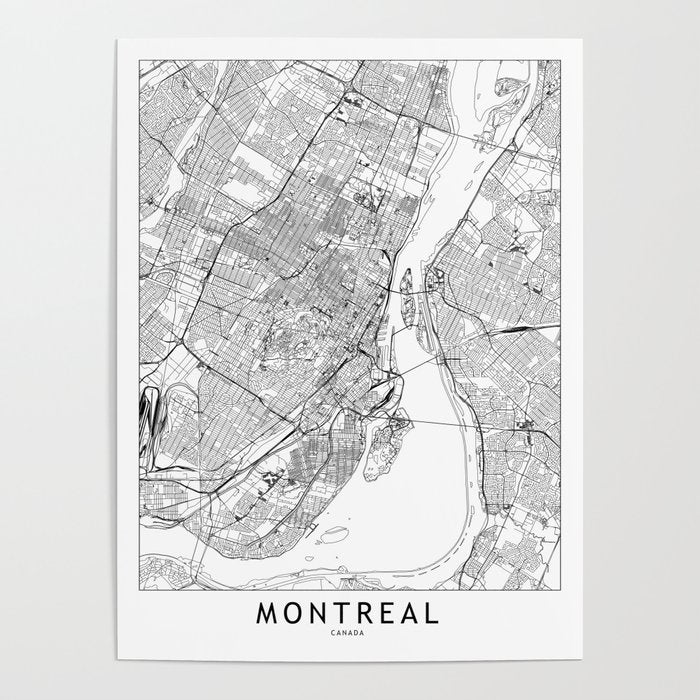 Montreal White Map Poster Gallery Image 4
