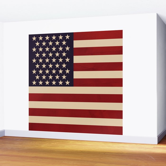 American Flag Vintage Americana Red Navy Blue Beige Wall Mural Gallery Image 2