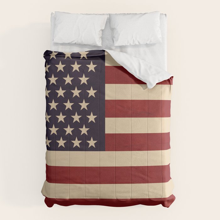American Flag Vintage Americana Red Navy Blue Beige Comforter Gallery Image 6