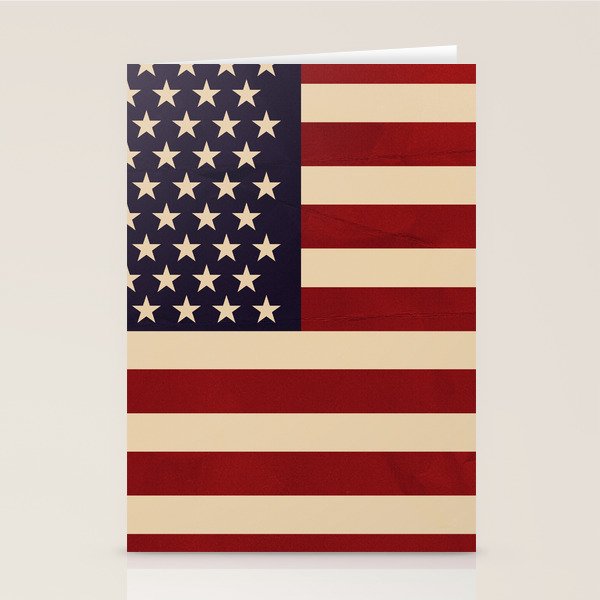 American Flag Vintage Americana Red Navy Blue Beige Stationery Card Gallery Image 2