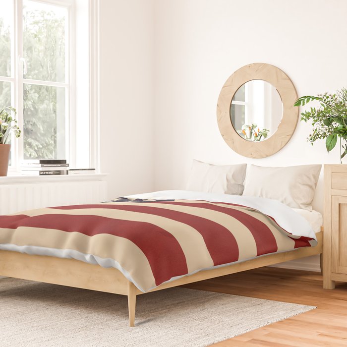 American Flag Vintage Americana Red Navy Blue Beige Duvet Cover Gallery Image 2
