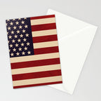 American Flag Vintage Americana Red Navy Blue Beige Stationery Card Gallery Image 2