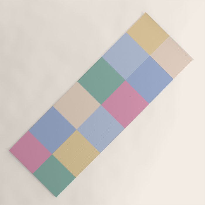 Bold Pastel Checks Pattern - Large XXXII Yoga Mat Gallery Image 1