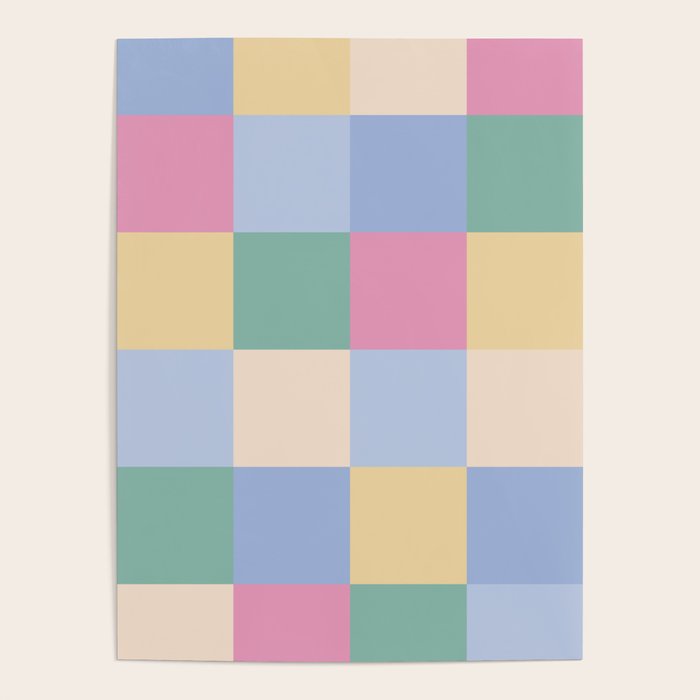 Bold Pastel Checks Pattern - Large XXXII Poster Gallery Image 4
