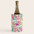 Hand painted pink lavender lilac teal watercolor elegant floral Wine Chiller Gallery Image 1