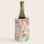 Hand painted pink lavender lilac teal watercolor elegant floral Wine Chiller Gallery Image 2