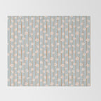 Peach flowers on green and orange vertical stripes background pattern Throw Blanket Gallery Image 2