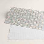 Peach flowers on green and orange vertical stripes background pattern Wrapping Paper Gallery Image 2