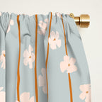 Peach flowers on green and orange vertical stripes background pattern Window Curtain Gallery Image 2