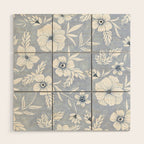 Hand drawn blue and white florals Wood Wall Art Gallery Image 1