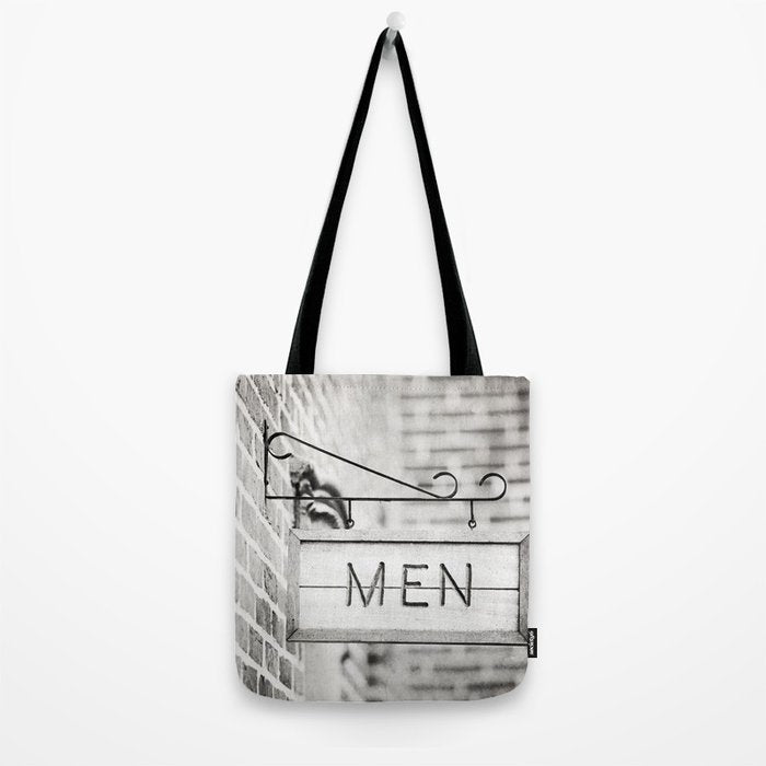 Men Bathroom Sign, Men's Restroom Tote Bag Gallery Image 2