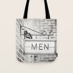 Men Bathroom Sign, Men's Restroom Tote Bag Gallery Image 1