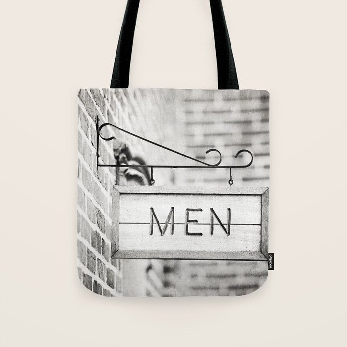 Men Bathroom Sign, Men's Restroom Tote Bag Gallery Image 1