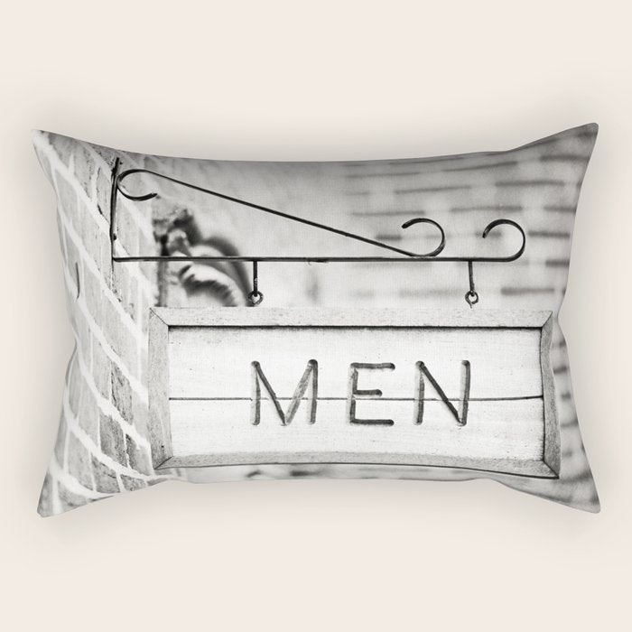 Men Bathroom Sign, Men's Restroom Rectangular Pillow Gallery Image 2
