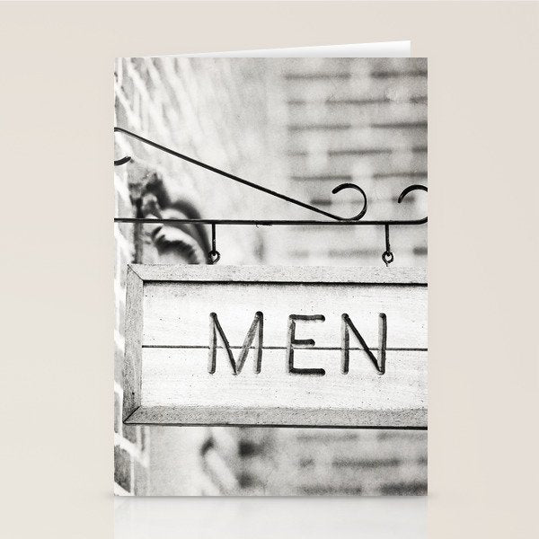Men Bathroom Sign, Men's Restroom Stationery Card Gallery Image 1