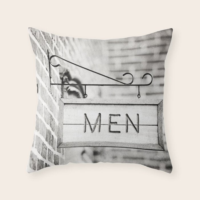 Men Bathroom Sign, Men's Restroom Throw Pillow Gallery Image 6