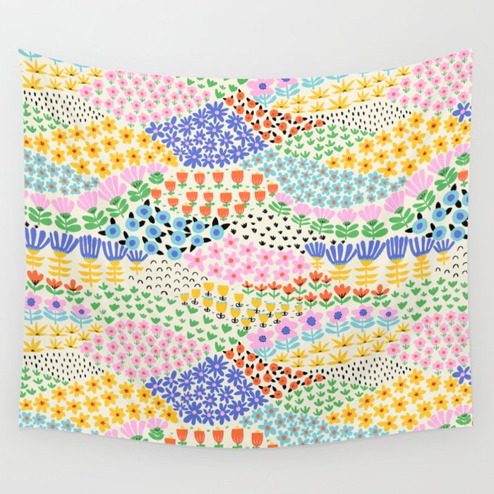 Flower Field Collage Wall Tapestry Gallery Image 1