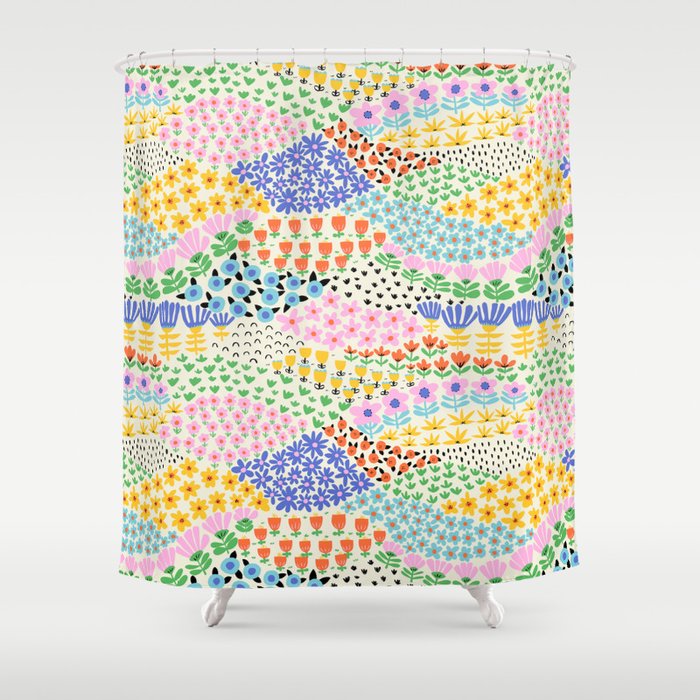 Flower Field Collage Shower Curtain Gallery Image 1