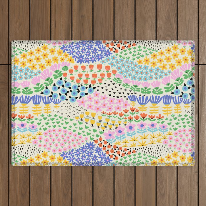 Flower Field Collage Outdoor Rug Gallery Image 1