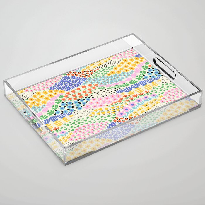 Flower Field Collage Acrylic Tray Gallery Image 1
