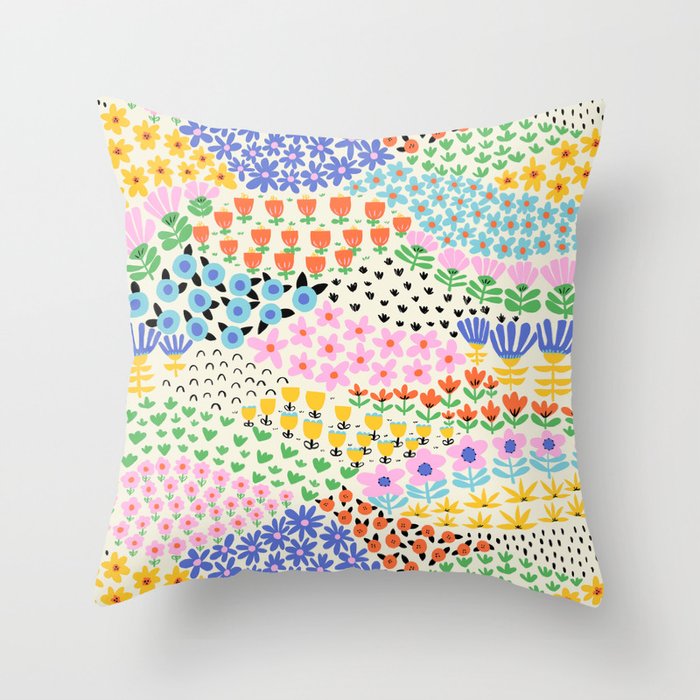 Flower Field Collage Throw Pillow Gallery Image 6