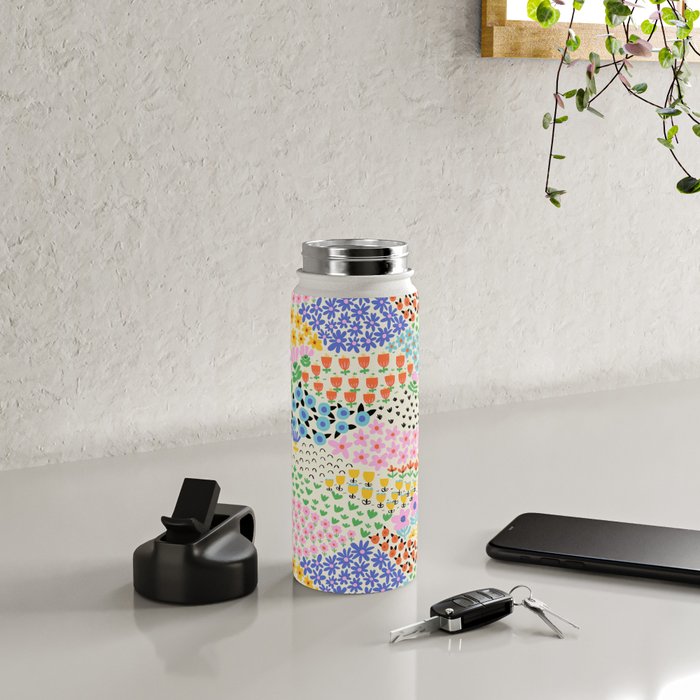 Flower Field Collage Water Bottle Gallery Image 4