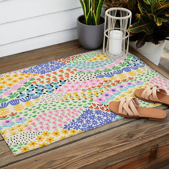 Flower Field Collage Outdoor Rug Gallery Image 2