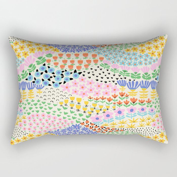 Flower Field Collage Rectangular Pillow Gallery Image 1