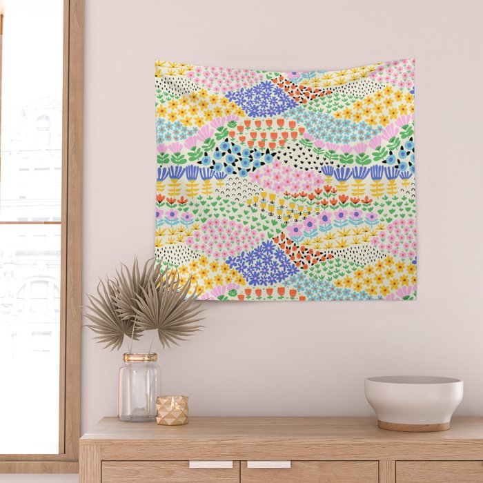 Flower Field Collage Wall Tapestry Gallery Image 2