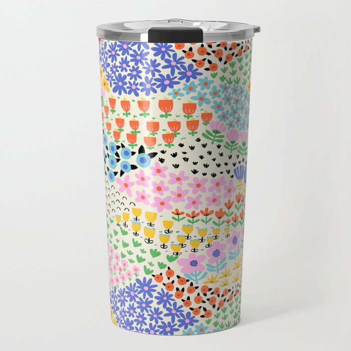 Flower Field Collage Travel Mug Gallery Image 1