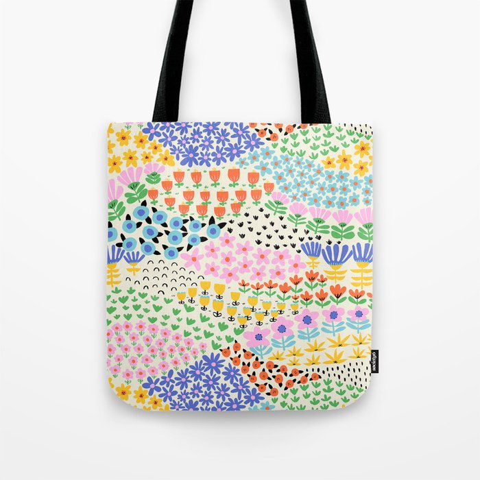 Flower Field Collage Tote Bag Gallery Image 1