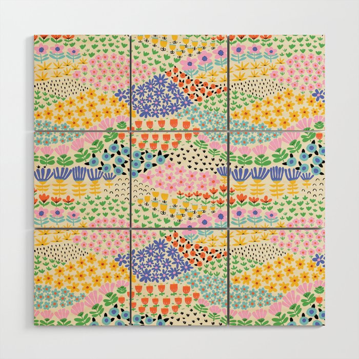 Flower Field Collage Wood Wall Art Gallery Image 1