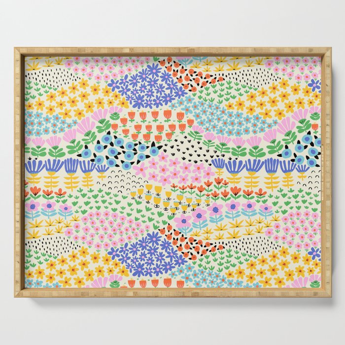 Flower Field Collage Serving Tray Gallery Image 1