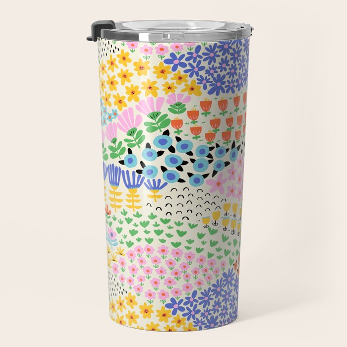Flower Field Collage Travel Mug Gallery Image 3