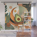 Lunar Avocado, Abstract Quirky Whimsical Moon Fruits, Concept Food Mood Eclectic Shapes Contemporary, Bohemian Colorful Mexican Illustration, 70s Mob Wife Aesthetic, Butter Pride Summer Grad Gifts Wall Mural Gallery Image 1